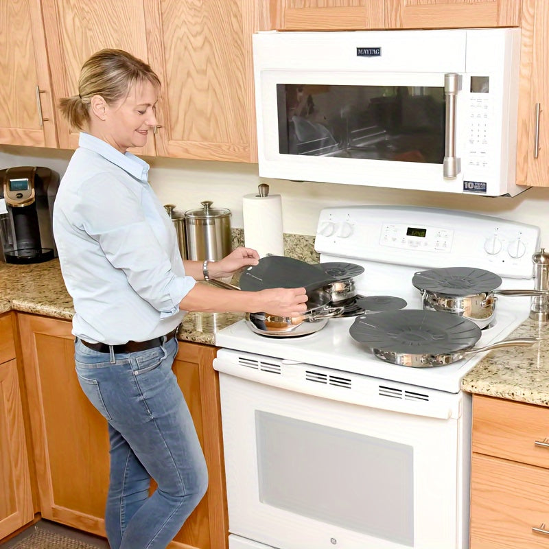 5pcs Heat Resistant Microwave Covers - Reusable Silicone Suction Lids, 5 Sizes (4-11.7 Inch) for Bowls, Pots, Pans, Cups - Microwave, Stovetop, Oven, Fridge & Freezer Safe, Dishwasher Safe, Splatter Prevention, Great Holiday
