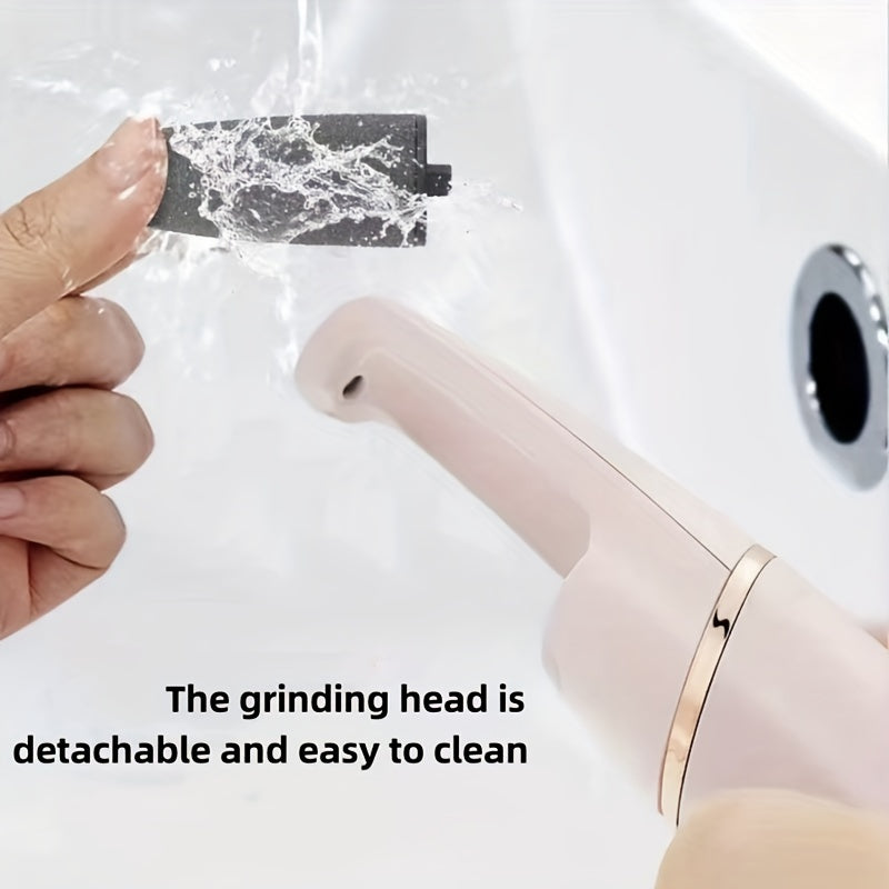 USB Rechargeable Electric Foot Pedicure Tool - Sleek White with Golden Accents, Dual Roller Heads for Smooth Feet, Portable Dead Skin & Callus Remover, 500mAh Lithium Battery, Home Spa Experience, Foot Smoothing Tool|Ergonomi
