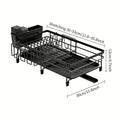 Spacious Dish Drying Rack, Expandable Dish Holder, Versatile Dish Rack for Kitchen Surface, Rust-Resistant Drying Rack with Utensil And Mug Holders
