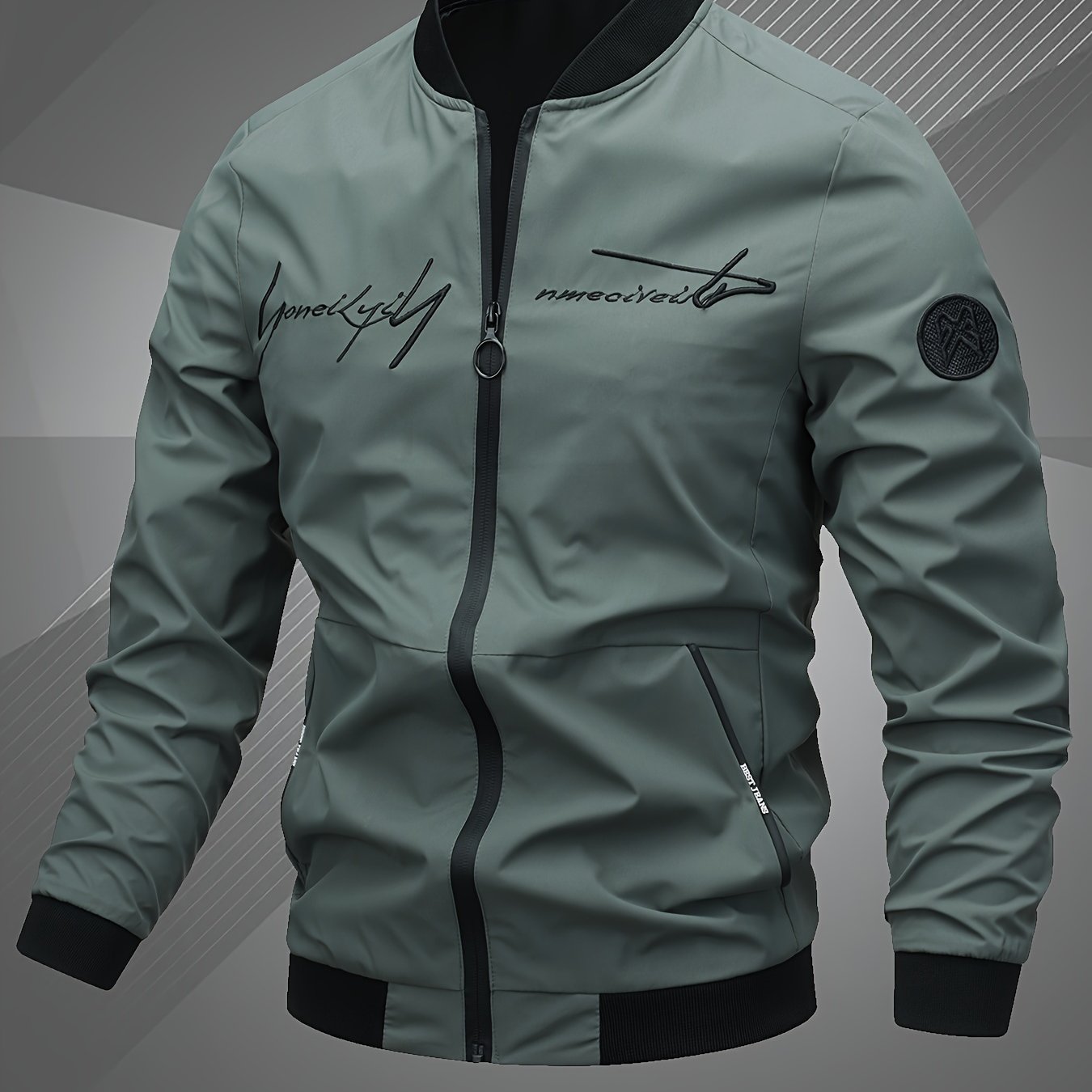 Men'S Letter Embroidered Casual Bomber Jacket, Mens Winter Jackets And Coats, Fridays Items, Mens Gifts Ideas, Gifts for Men, Thermal Wear for Men, Christmas Gifts, Suitable for Everyday Life, Home, Outdoor, Work, And Leisure