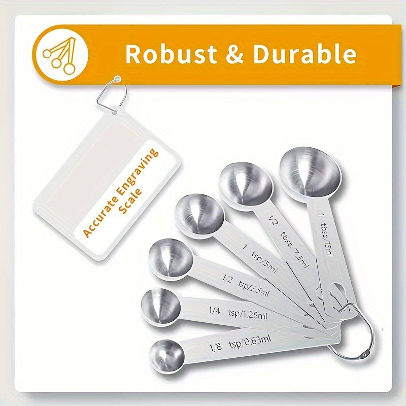 4/10pcs, Stainless Steel Measuring Cups And Spoons Set, Metal Measuring Cups And Spoons, Stackable Kitchen Measuring Tool For Dry And Liquid Ingredients, Baking Tools, Kitchen Stuff