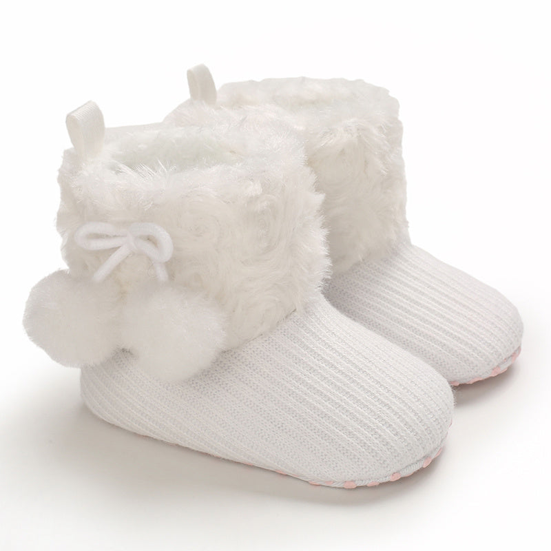 Newborn Baby Socks and First Walking Shoes for Girls, Soft Anti-Slip Warm Infant Shoes