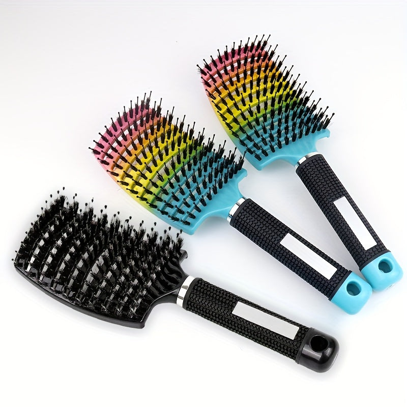 WanMei 1pc Professional Curved Vented Hair Scalp Massage Brush for Women, ABS Handle, Nylon Bristles, Long Hair Detangling Tool, Ideal for Wet Curly Hair, Hairdressing, Wedding, Valentine'S Day, Mother'S Day Gift