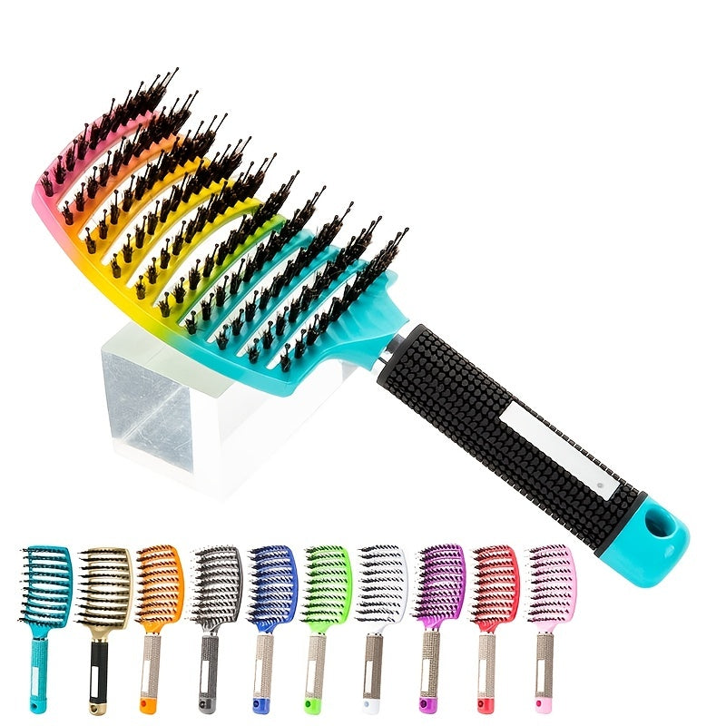 WanMei 1pc Professional Curved Vented Hair Scalp Massage Brush for Women, ABS Handle, Nylon Bristles, Long Hair Detangling Tool, Ideal for Wet Curly Hair, Hairdressing, Wedding, Valentine'S Day, Mother'S Day Gift