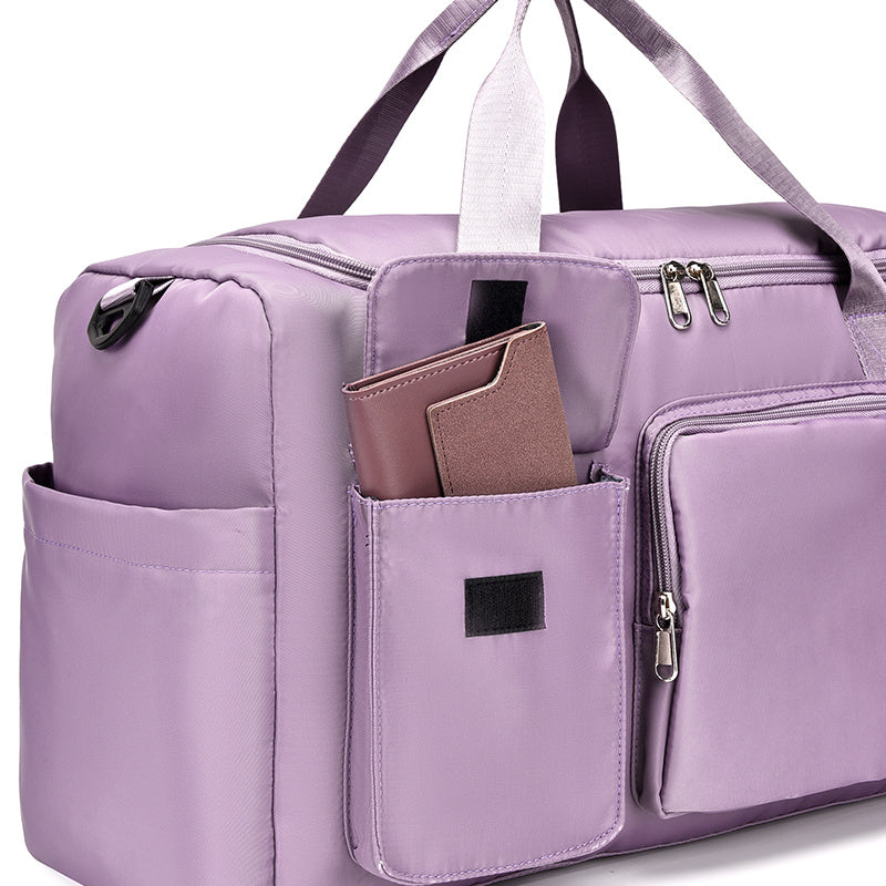 Unisex Large Capacity Travel Bag Luggage Nylon Sports Gym Tote Bags for Women Weekender Overnight Duffle Bag with Shoe Compartment