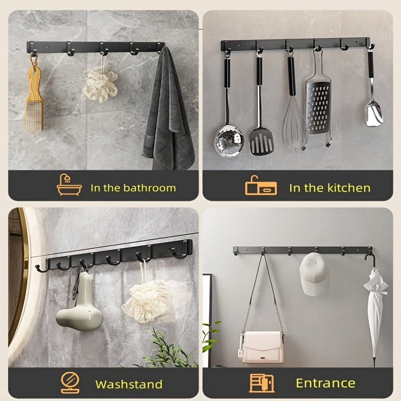Modern Black Aluminium Wall Mounted Hooks - Perfect for Towels, Coats and Clothes in Your Bathroom!