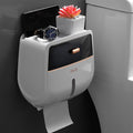 1pc Toilet Roll Paper Holder, Double Layer Large Capacity Tissue Storage Box, Wall Mounted Bathroom Tissue Dispenser, Waterproof Tissue Box, Hotel Bathroom Accessories