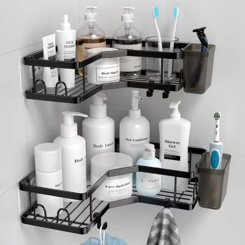 1pc Bathroom Triangle Storage Rack, Shower Shelves, Corner Wall Hanging Triangle Rack, Punch-free Bathroom Storage Rack -Strong Load Capacity, Free Punching, Easy-Install Shower Shelf for Inside Shower, Bathroom Caddy Organiz