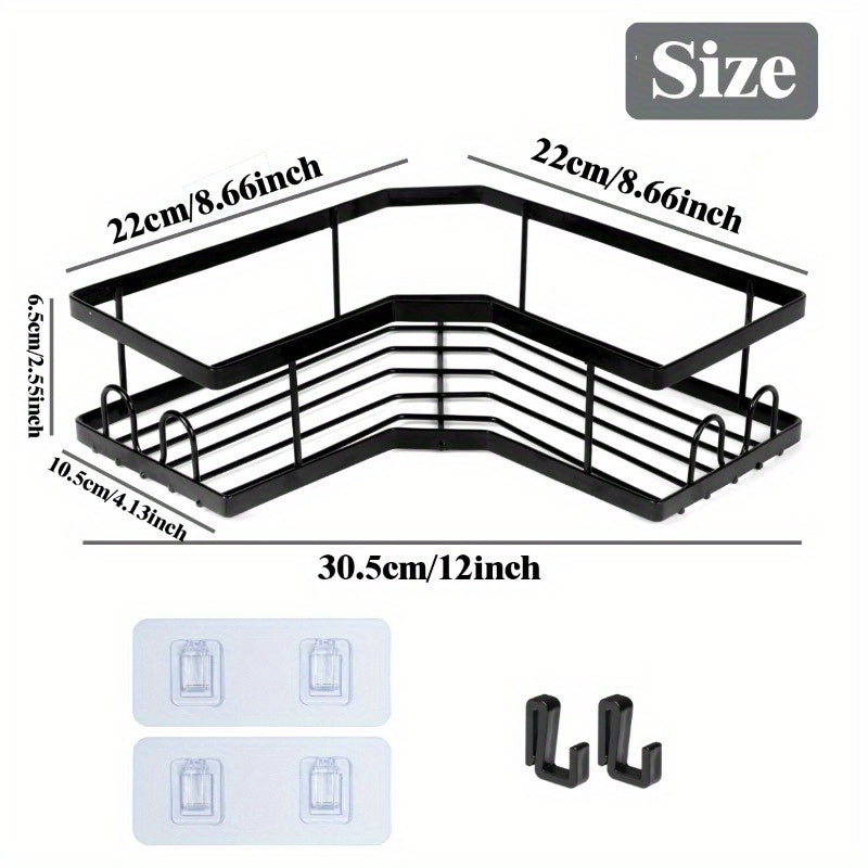 1pc Bathroom Triangle Storage Rack, Shower Shelves, Corner Wall Hanging Triangle Rack, Punch-free Bathroom Storage Rack -Strong Load Capacity, Free Punching, Easy-Install Shower Shelf for Inside Shower, Bathroom Caddy Organiz