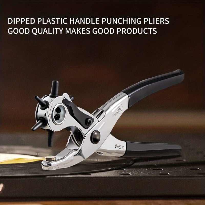 [Heavy Duty Rotary Puncher] Leather Hole Punch Tool for Belts, Watch Bands, Handbag Straps | Heavy Duty Rotary Puncher, Stainless Steel, Manual Operation, Multiple Diameters: 4.5/4/3.5/3/2.5/2mm