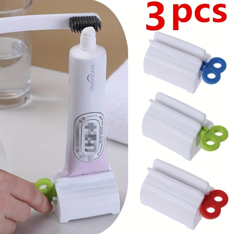 3pcs Effortless Toothpaste Squeezer Dispenser Set - Revolutionary Rolling Squeeze Technology for Complete Oral Care and Space-Saving Bathroom Organization
