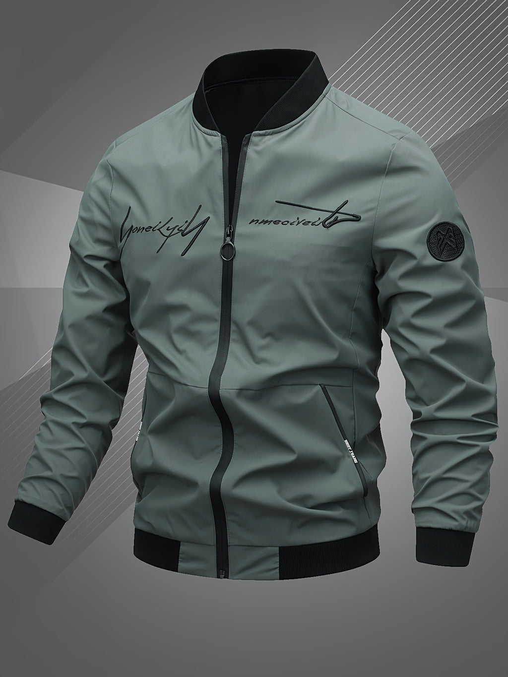 Men'S Letter Embroidered Casual Bomber Jacket, Mens Winter Jackets And Coats, Fridays Items, Mens Gifts Ideas, Gifts for Men, Thermal Wear for Men, Christmas Gifts, Suitable for Everyday Life, Home, Outdoor, Work, And Leisure