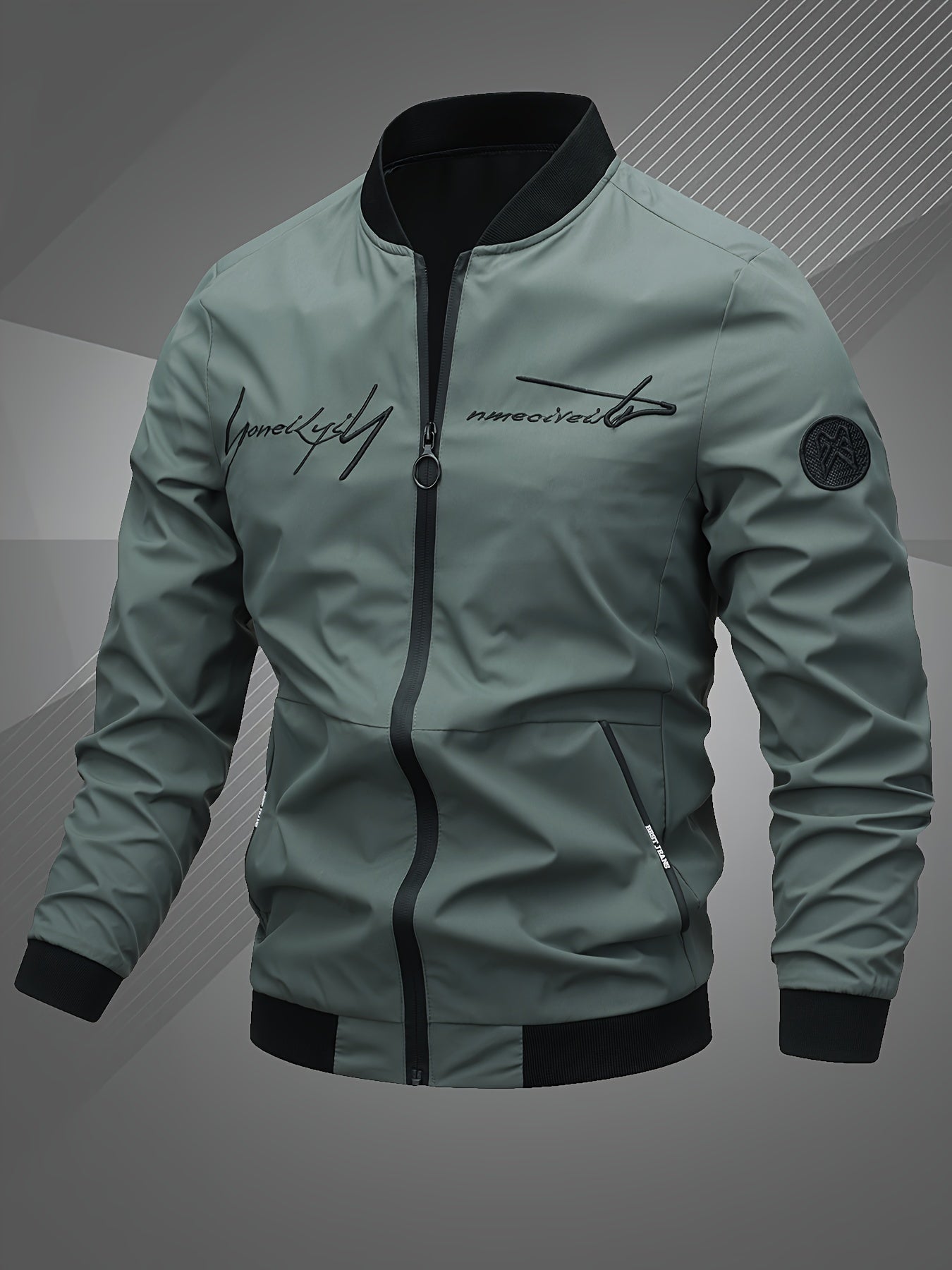 Men'S Letter Embroidered Casual Bomber Jacket, Mens Winter Jackets And Coats, Fridays Items, Mens Gifts Ideas, Gifts for Men, Thermal Wear for Men, Christmas Gifts, Suitable for Everyday Life, Home, Outdoor, Work, And Leisure