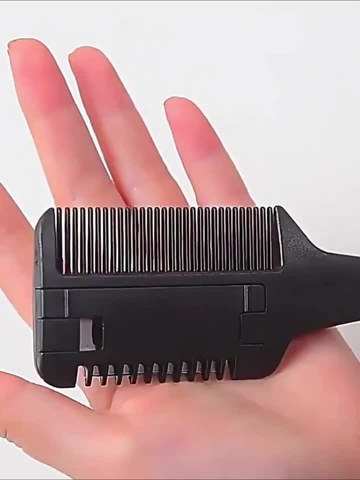 1Pc Salon-Grade Hair Cutting Comb With Razor Blade - Perfect For Thinning, Trimming, And Styling At Home