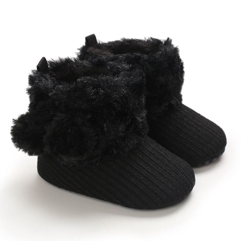 Newborn Baby Socks and First Walking Shoes for Girls, Soft Anti-Slip Warm Infant Shoes