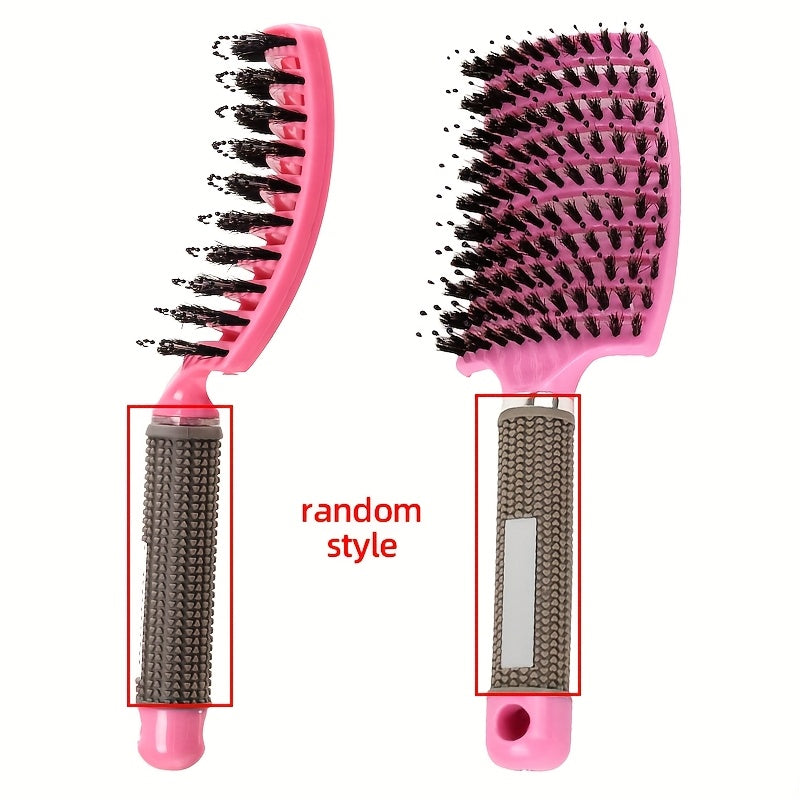 WanMei 1pc Professional Curved Vented Hair Scalp Massage Brush for Women, ABS Handle, Nylon Bristles, Long Hair Detangling Tool, Ideal for Wet Curly Hair, Hairdressing, Wedding, Valentine'S Day, Mother'S Day Gift