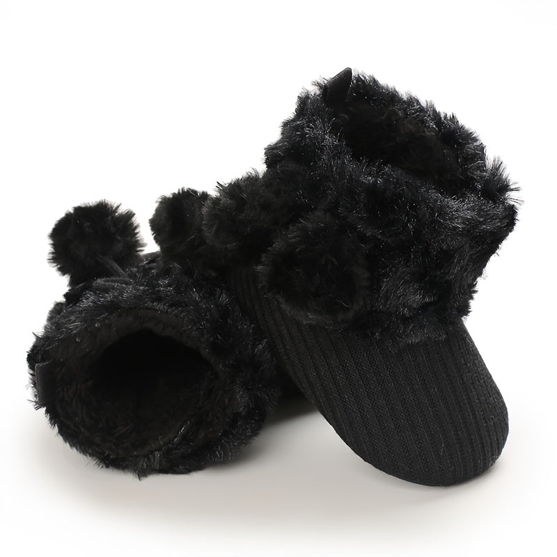 Newborn Baby Socks and First Walking Shoes for Girls, Soft Anti-Slip Warm Infant Shoes