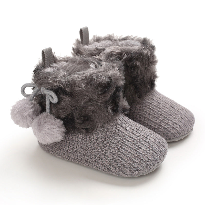 Newborn Baby Socks and First Walking Shoes for Girls, Soft Anti-Slip Warm Infant Shoes
