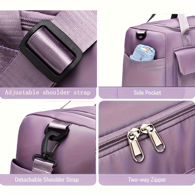 Unisex Large Capacity Travel Bag Luggage Nylon Sports Gym Tote Bags for Women Weekender Overnight Duffle Bag with Shoe Compartment