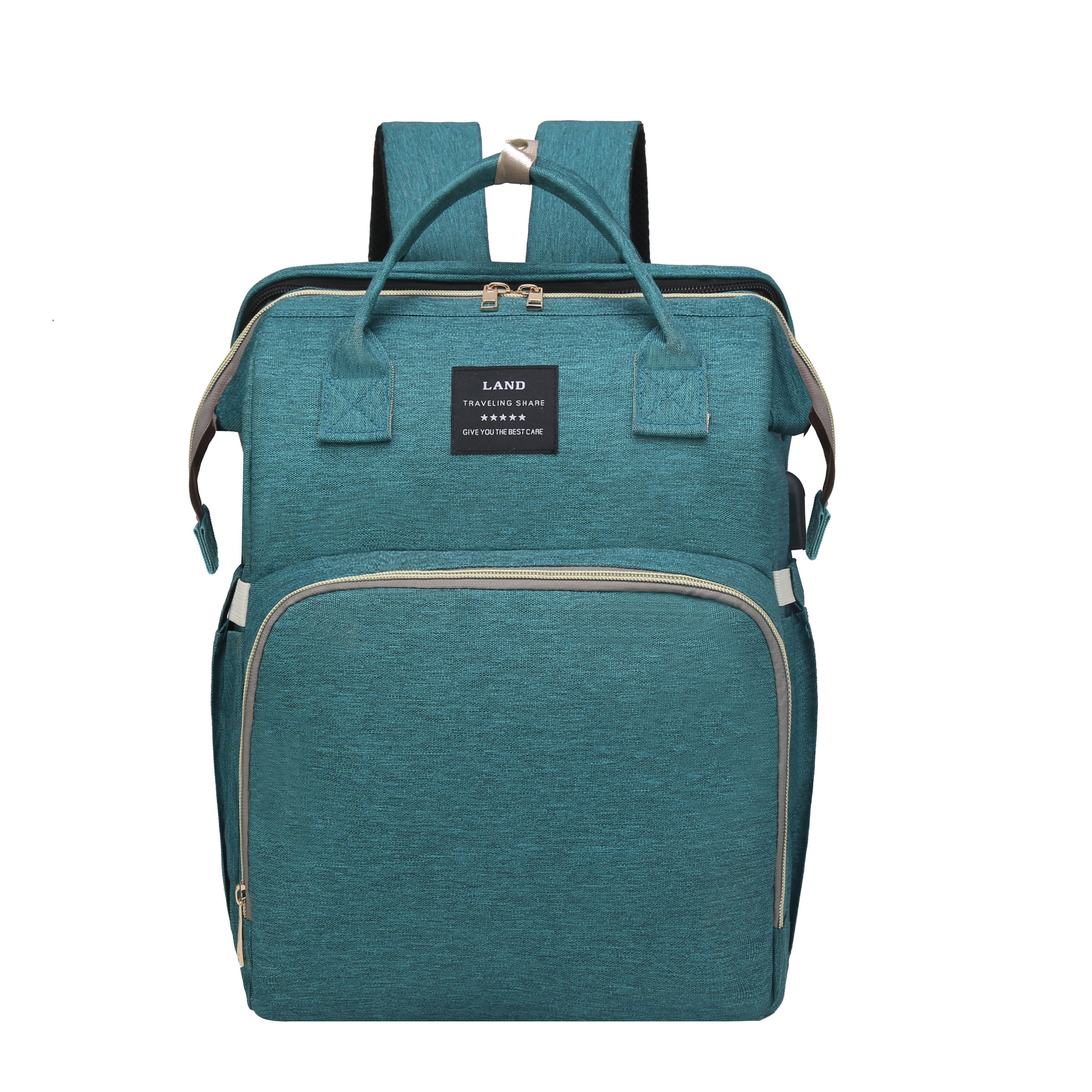 [Lamroro Diaper Bag Backpack] Lamroro Multifunctional Diaper Bag Backpack | Large Capacity, Soft Shell, Travel Backpack with Changing Station, Sunshade, Breathable Mosquito Net, Zipper Closure, Mixed Color, Polyester Fiber, U