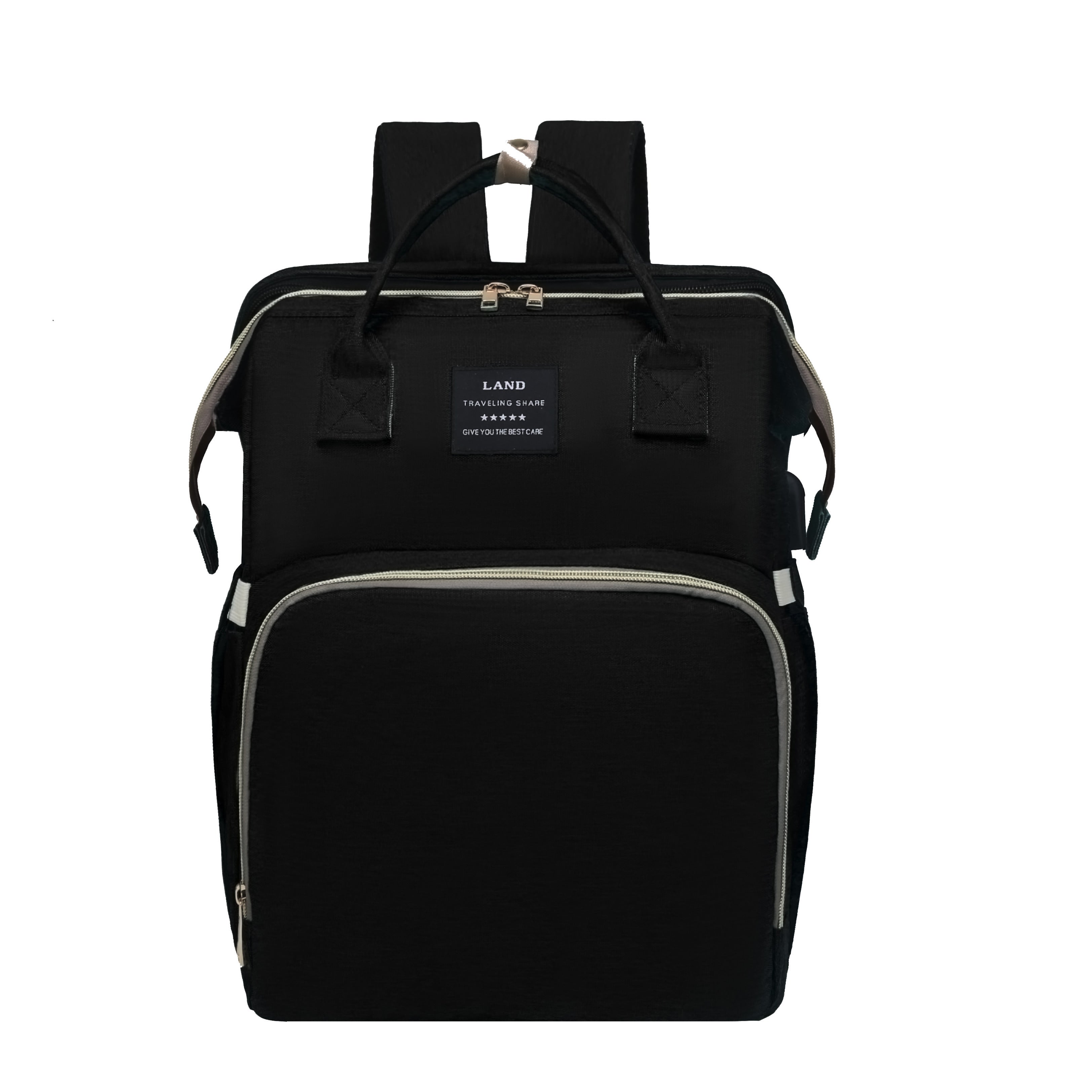 [Lamroro Diaper Bag Backpack] Lamroro Multifunctional Diaper Bag Backpack | Large Capacity, Soft Shell, Travel Backpack with Changing Station, Sunshade, Breathable Mosquito Net, Zipper Closure, Mixed Color, Polyester Fiber, U