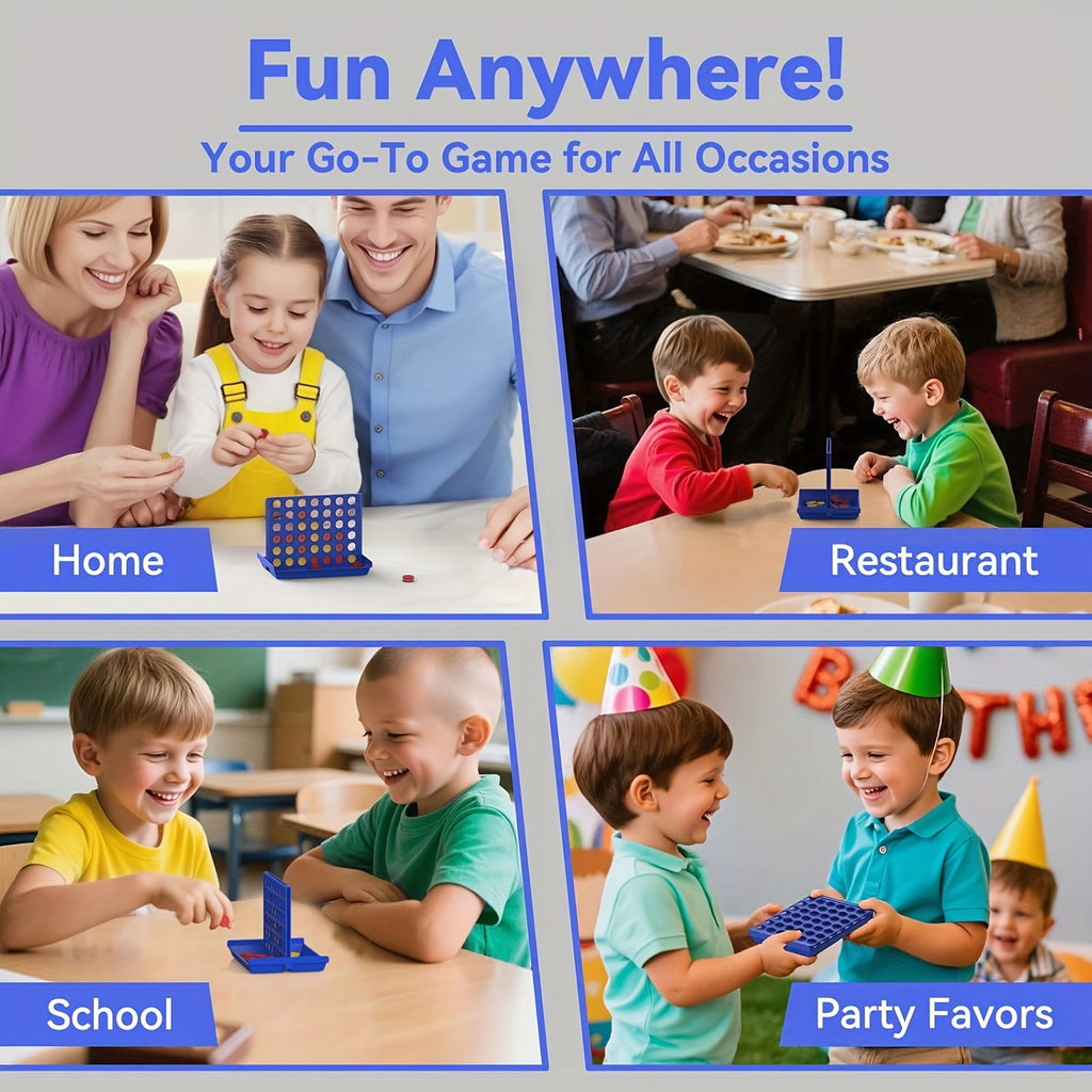 5.2-inch Portable Foldable Plastic Four-in-a-Row Game, Educational Board Game for Family Entertainment, for and Children