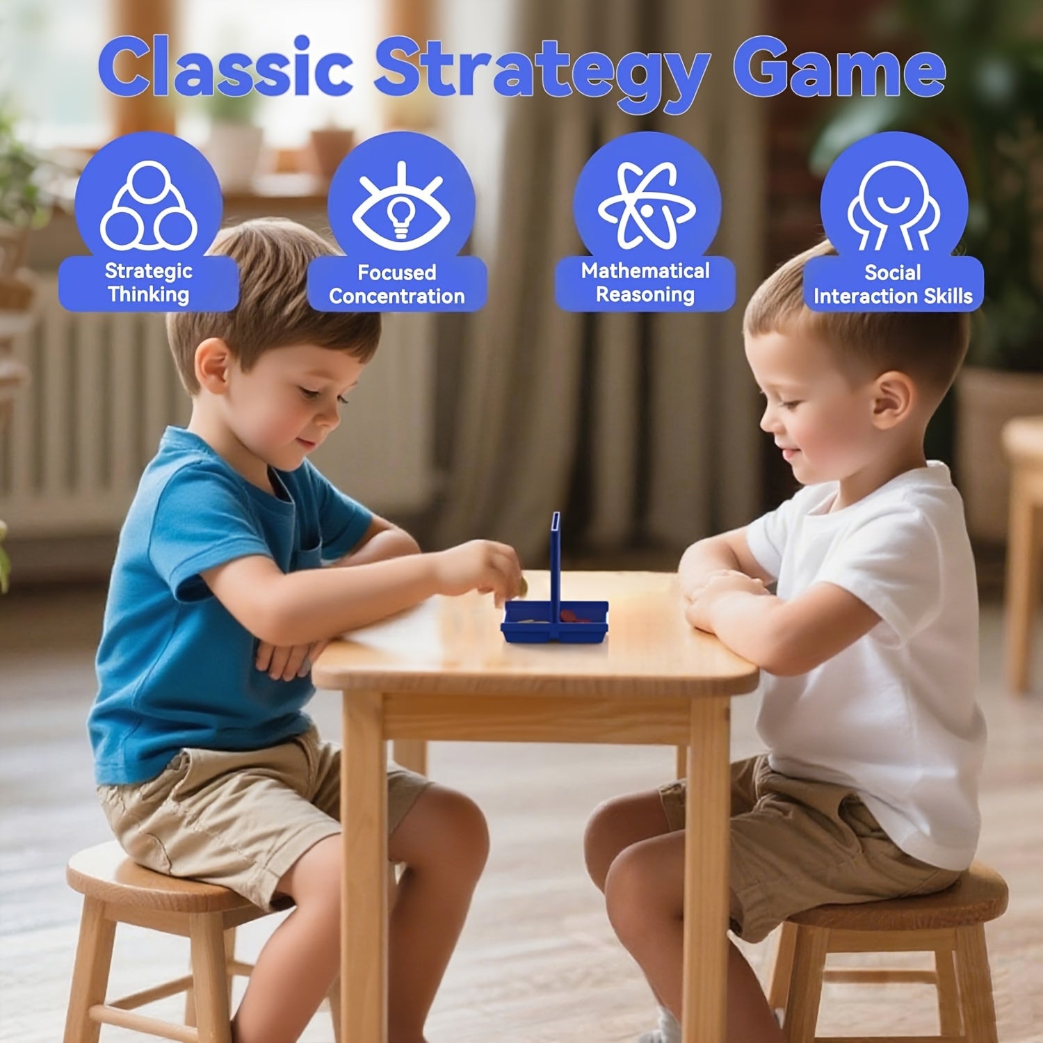 5.2-inch Portable Foldable Plastic Four-in-a-Row Game, Educational Board Game for Family Entertainment, for and Children
