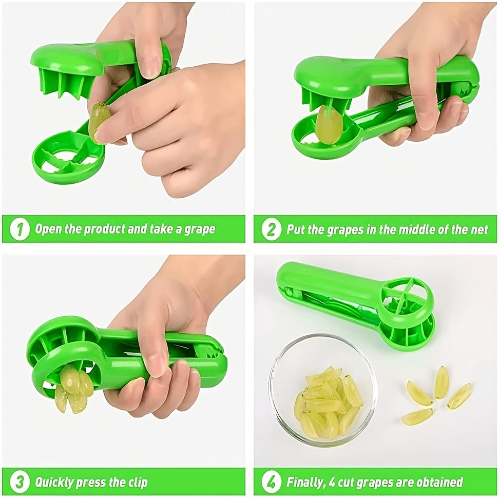 PANCERKA Portable Fruit Cutter - No Blade, Easy Grip Handle, Ergonomic Design for Safe Slicing, Dishwasher Safe, Ideal for Grapes, Cherries, Tomatoes, Strawberries, and Small Fruits, Fruit Slicing Tool | Ergonomic Handle | Du