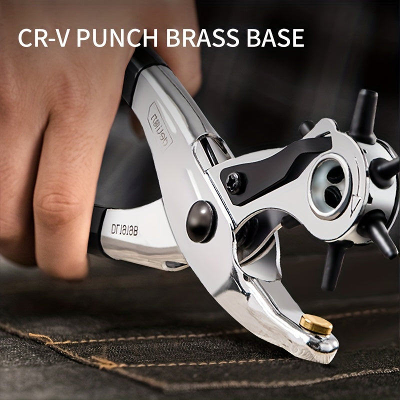 [Heavy Duty Rotary Puncher] Leather Hole Punch Tool for Belts, Watch Bands, Handbag Straps | Heavy Duty Rotary Puncher, Stainless Steel, Manual Operation, Multiple Diameters: 4.5/4/3.5/3/2.5/2mm