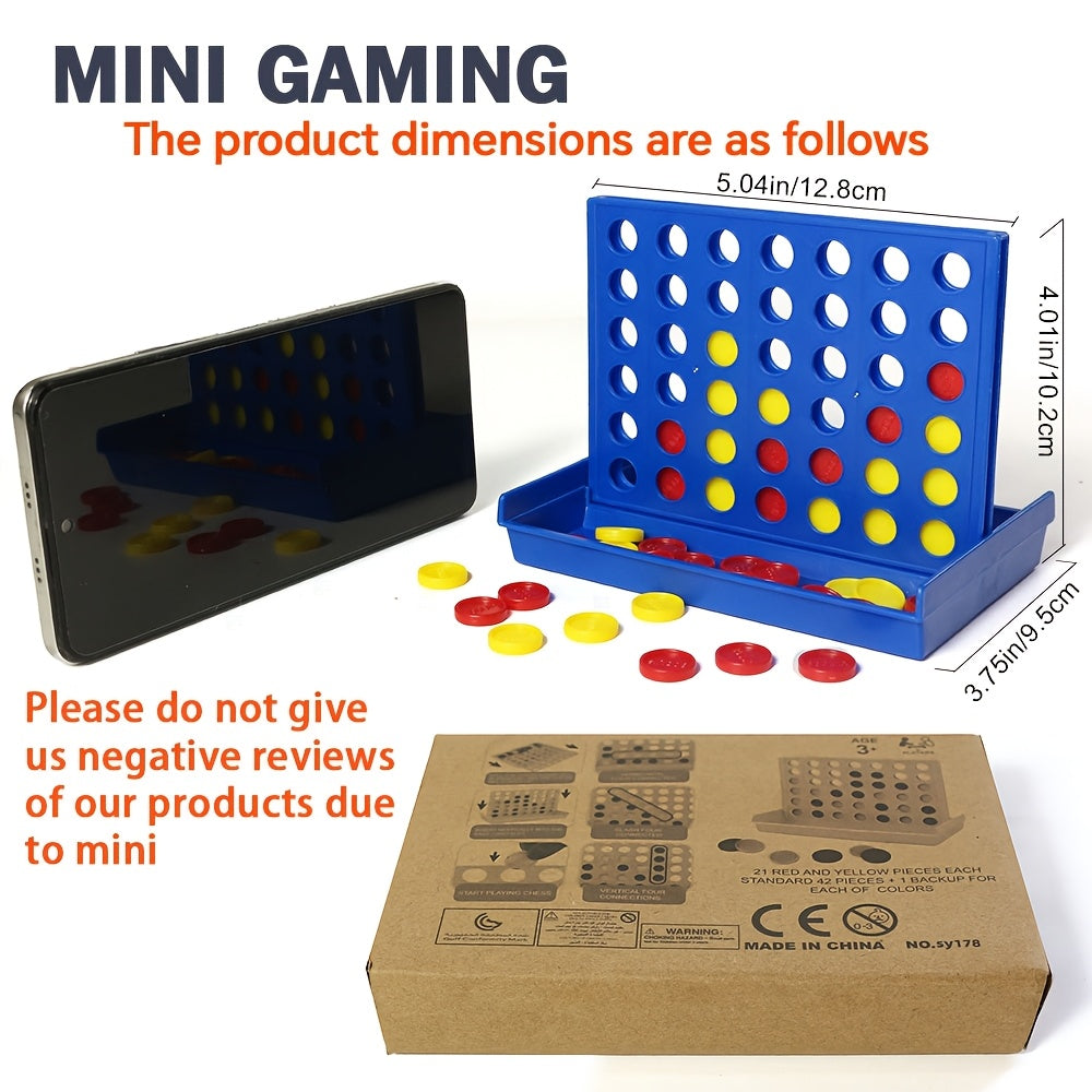 5.2-inch Portable Foldable Plastic Four-in-a-Row Game, Educational Board Game for Family Entertainment, for and Children