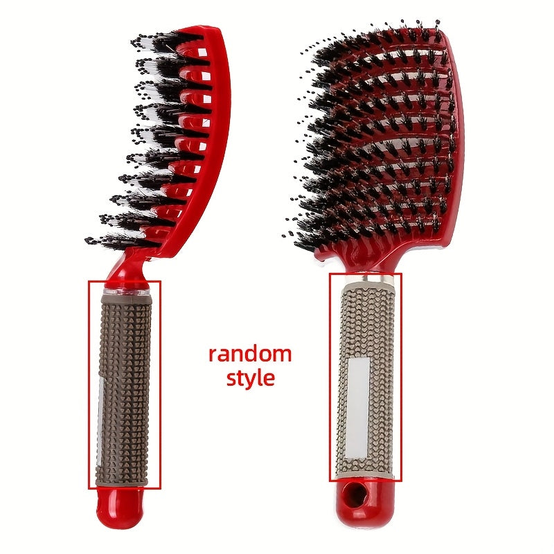 WanMei 1pc Professional Curved Vented Hair Scalp Massage Brush for Women, ABS Handle, Nylon Bristles, Long Hair Detangling Tool, Ideal for Wet Curly Hair, Hairdressing, Wedding, Valentine'S Day, Mother'S Day Gift