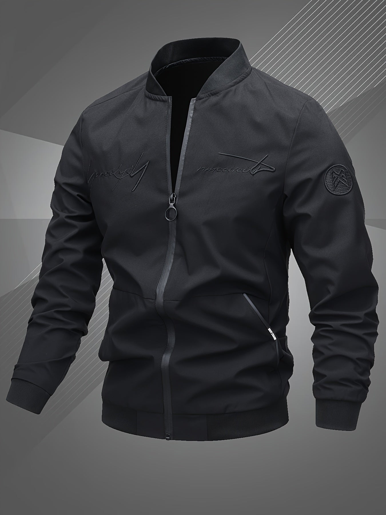 Men'S Letter Embroidered Casual Bomber Jacket, Mens Winter Jackets And Coats, Fridays Items, Mens Gifts Ideas, Gifts for Men, Thermal Wear for Men, Christmas Gifts, Suitable for Everyday Life, Home, Outdoor, Work, And Leisure