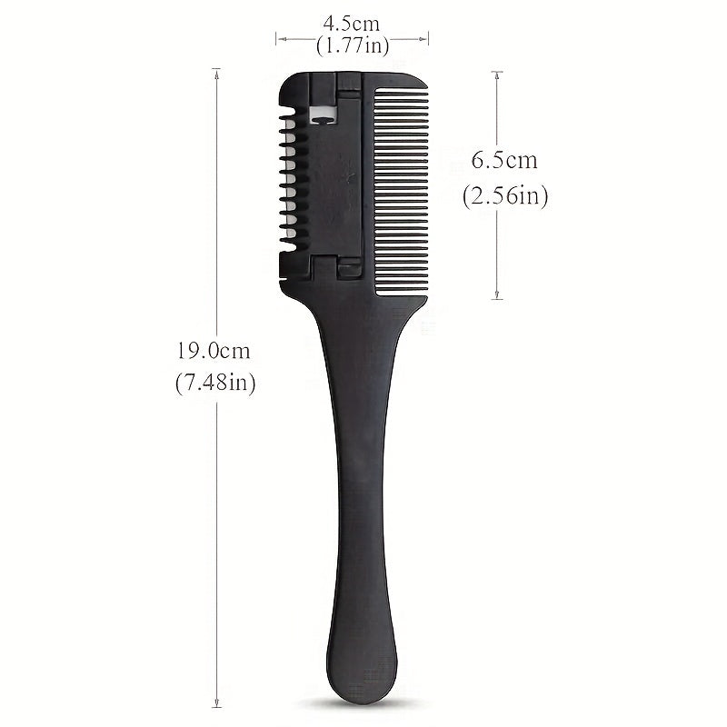 1Pc Salon-Grade Hair Cutting Comb With Razor Blade - Perfect For Thinning, Trimming, And Styling At Home