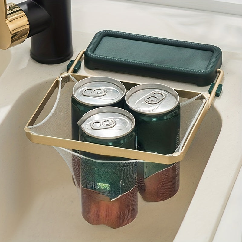 [Foldable Sink Filter Rack Strainer] Sink Filter Rack Kitchen Foldable Sink Strainer Mesh Bag Stand Waste Garbage Net Shelf Anti-Clogging Disposable Garbage Mesh Bag