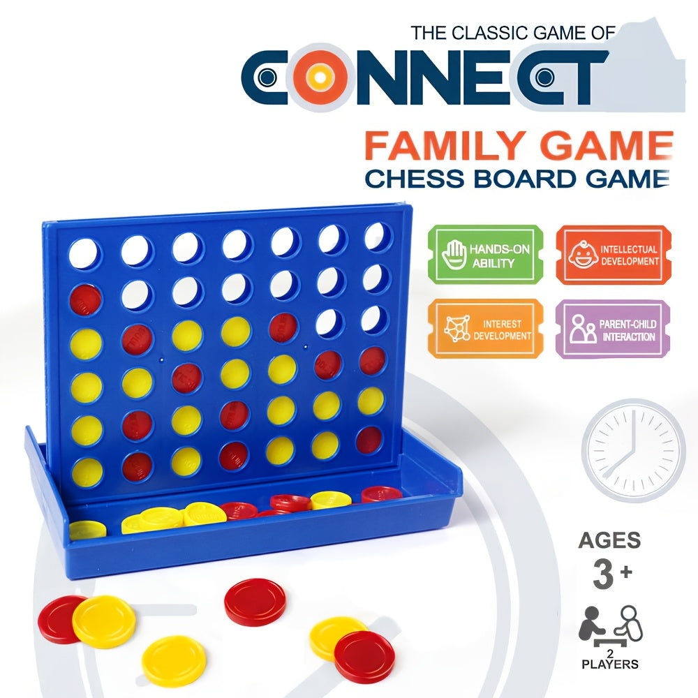 5.2-inch Portable Foldable Plastic Four-in-a-Row Game, Educational Board Game for Family Entertainment, for and Children