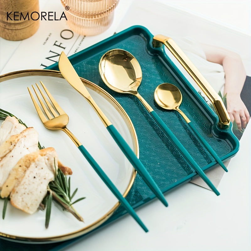 24pcs Stainless Steel Cutlery Set | KEMORELA Luxury Kitchen Cutlery Dishwasher Safe, 304 Stainless Steel