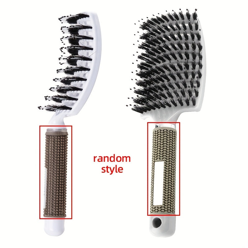 WanMei 1pc Professional Curved Vented Hair Scalp Massage Brush for Women, ABS Handle, Nylon Bristles, Long Hair Detangling Tool, Ideal for Wet Curly Hair, Hairdressing, Wedding, Valentine'S Day, Mother'S Day Gift