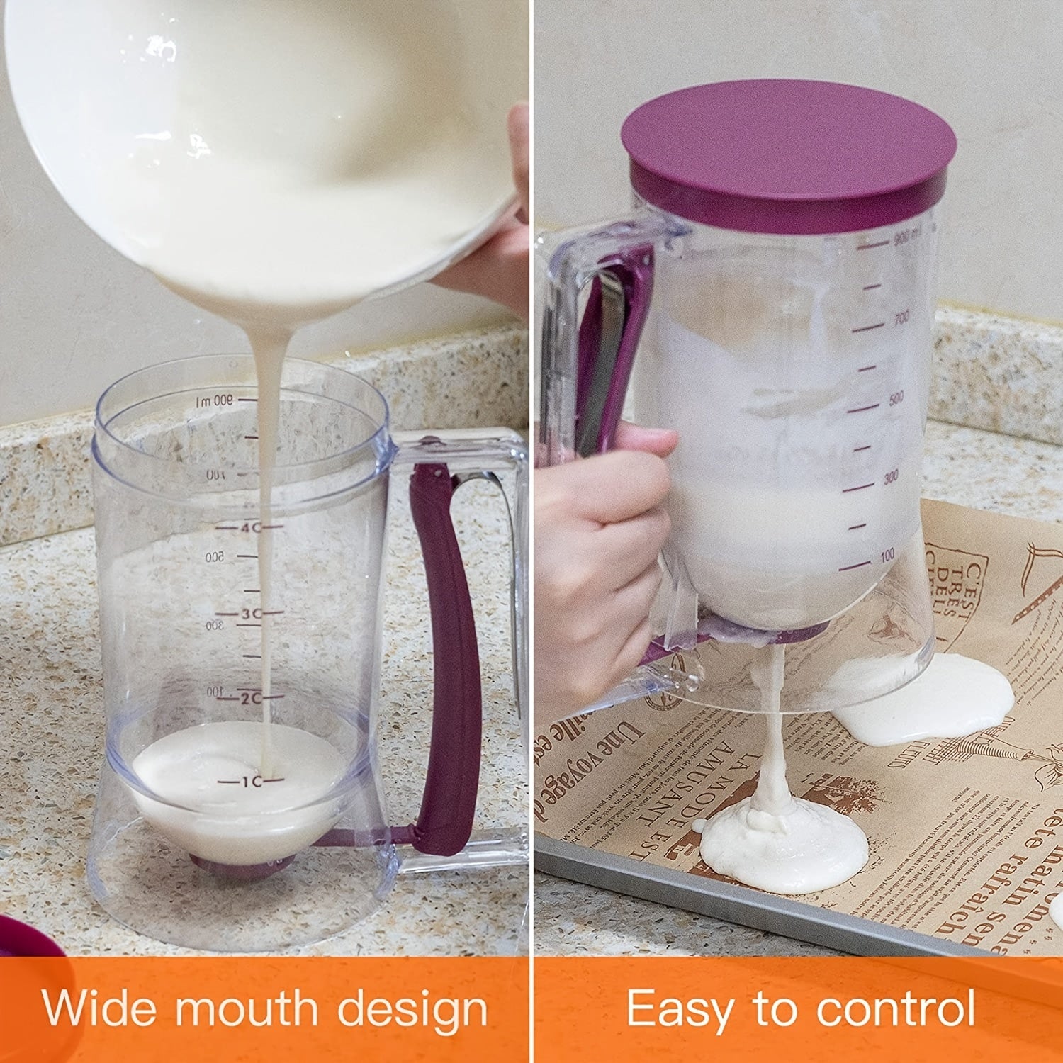 1pc Pancake Cupcake Batter Dispenser, Batter Separator Bakeware Maker with Measuring Label, Perfect Baking Tool for Cupcakes, Waffles, Muffin Mix, or Any Baked Goods