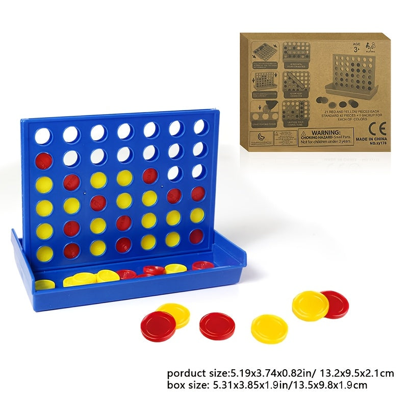 5.2-inch Portable Foldable Plastic Four-in-a-Row Game, Educational Board Game for Family Entertainment, for and Children