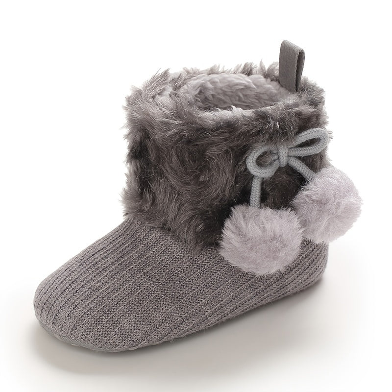 Newborn Baby Socks and First Walking Shoes for Girls, Soft Anti-Slip Warm Infant Shoes