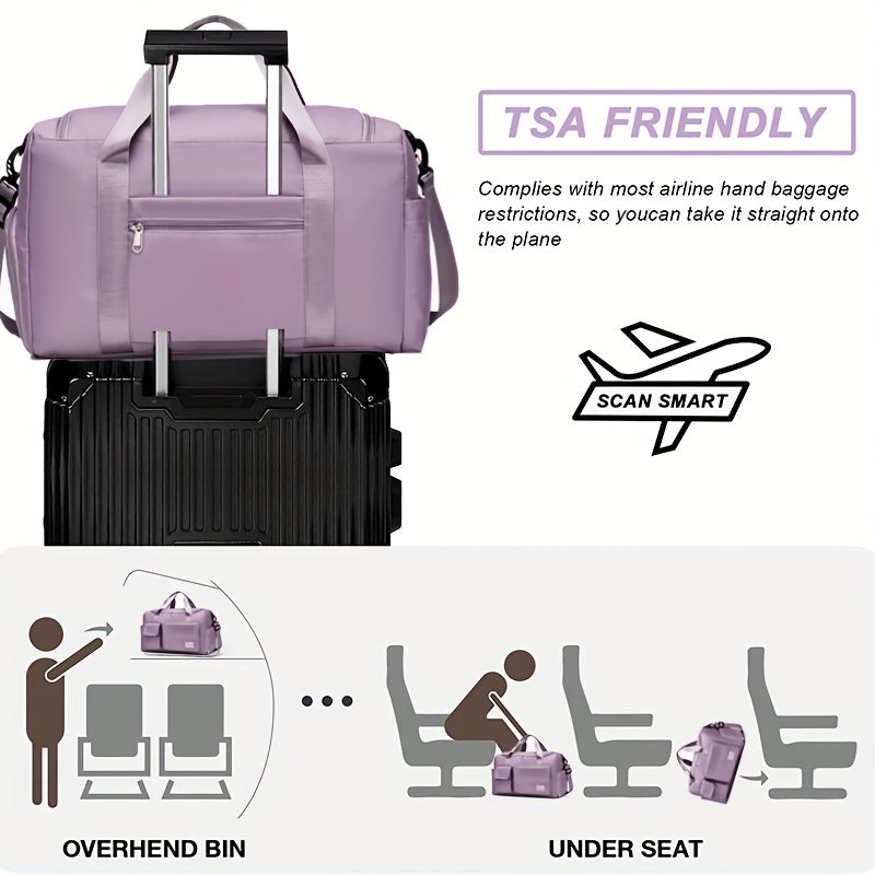 Unisex Large Capacity Travel Bag Luggage Nylon Sports Gym Tote Bags for Women Weekender Overnight Duffle Bag with Shoe Compartment