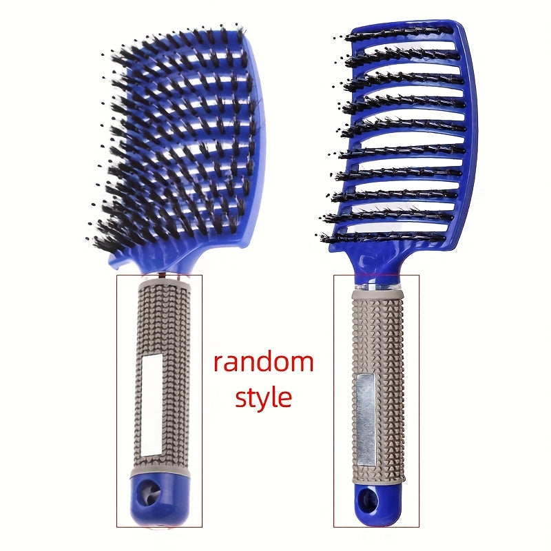 WanMei 1pc Professional Curved Vented Hair Scalp Massage Brush for Women, ABS Handle, Nylon Bristles, Long Hair Detangling Tool, Ideal for Wet Curly Hair, Hairdressing, Wedding, Valentine'S Day, Mother'S Day Gift