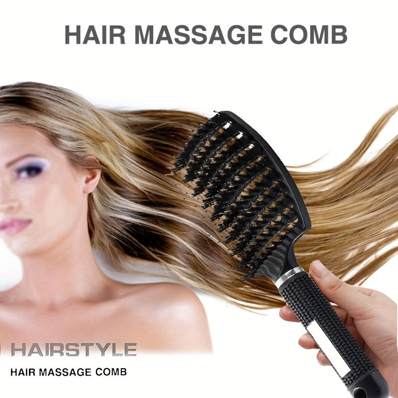 WanMei 1pc Professional Curved Vented Hair Scalp Massage Brush for Women, ABS Handle, Nylon Bristles, Long Hair Detangling Tool, Ideal for Wet Curly Hair, Hairdressing, Wedding, Valentine'S Day, Mother'S Day Gift