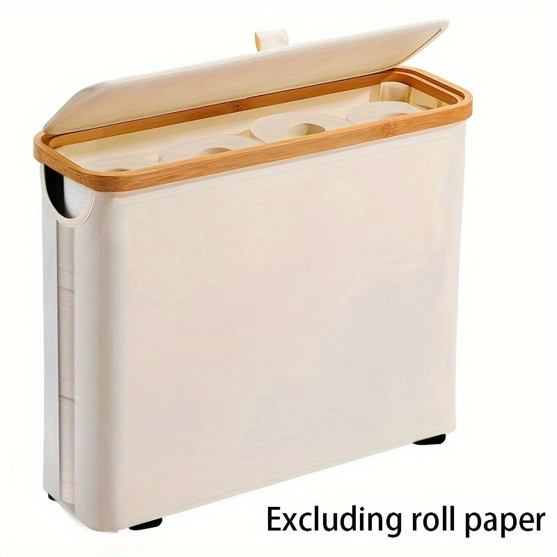 [1 pc Ultimate Bathroom Organizer] 1 pc Toilet Paper Basket - Toilet Paper Storage -The Ultimate Bathroom Organizer.Bamboo Storage Basket, Toilet Paper Organizer Basket, Bathroom Accessories Holder - Toilet Paper Bin, Enclose