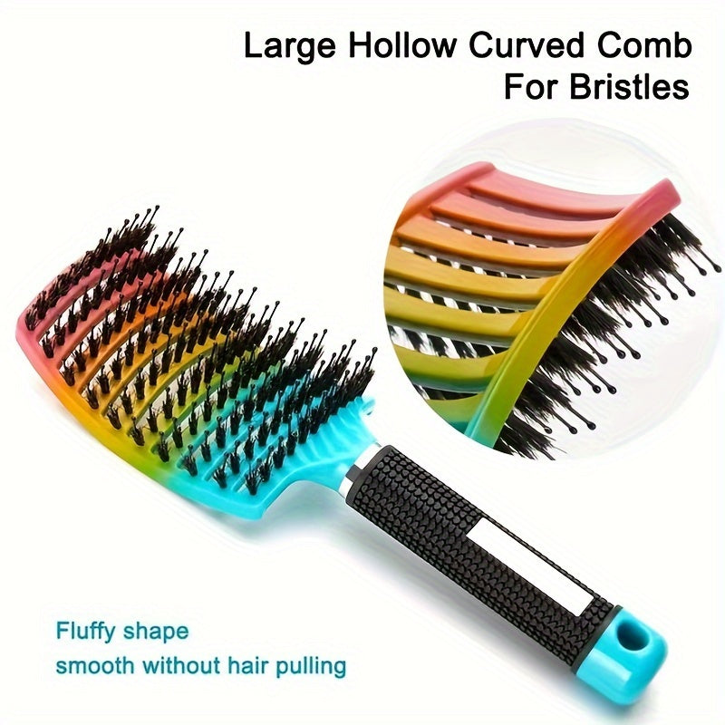 WanMei 1pc Professional Curved Vented Hair Scalp Massage Brush for Women, ABS Handle, Nylon Bristles, Long Hair Detangling Tool, Ideal for Wet Curly Hair, Hairdressing, Wedding, Valentine'S Day, Mother'S Day Gift