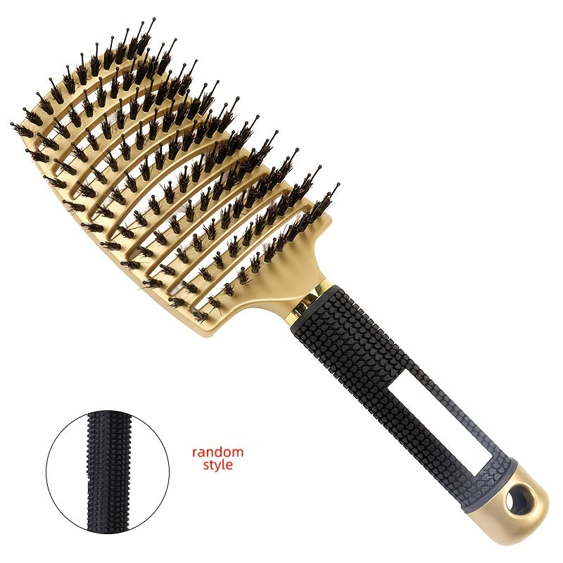 WanMei 1pc Professional Curved Vented Hair Scalp Massage Brush for Women, ABS Handle, Nylon Bristles, Long Hair Detangling Tool, Ideal for Wet Curly Hair, Hairdressing, Wedding, Valentine'S Day, Mother'S Day Gift