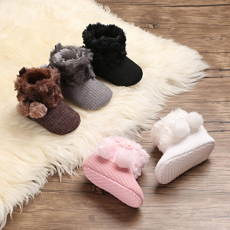 Newborn Baby Socks and First Walking Shoes for Girls, Soft Anti-Slip Warm Infant Shoes