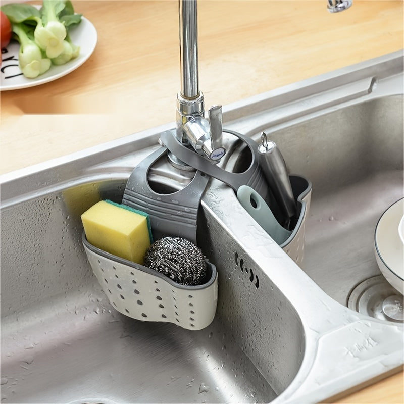 1 Pc Multifunctional Sink Sponge Rack With Adjustable Shoulder Strap - Hanging Bag, Organize And Drain Your Sponge With Ease - For Kitchen & Bathroom - Perfect For Home Organization - Ideal Gift For Housewarming