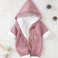 Newborn Boys And Girls Knitted Jumpsuit With Long Sleeve Hooded Pants Jumpsuit