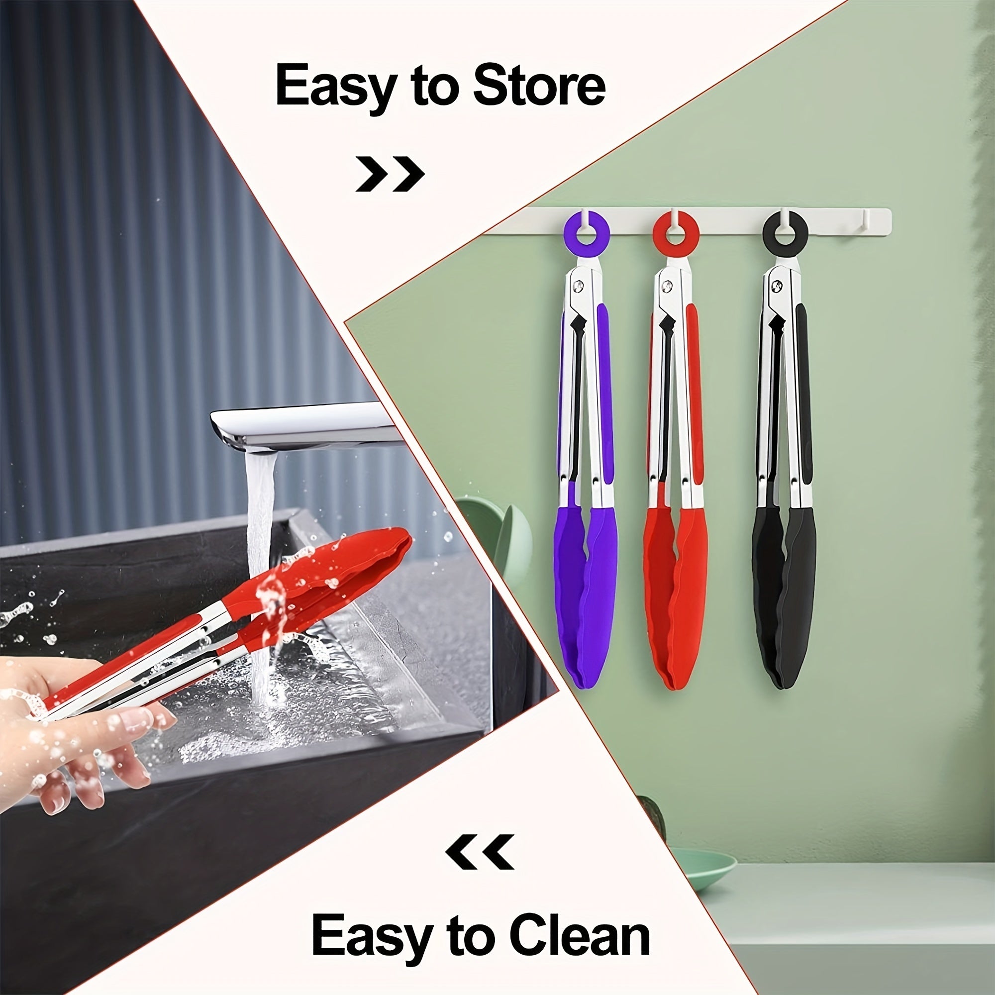 3pcs / 7pcs Kitchen Tongs, 7 Inch Small Silicone Tongs with Stainless Steel Silicon Handles and Nylon Tips, Heat Resistant Non-Stick Cooking Tongs, Mini Locking Food Tongs for Cooking Salad Grilling and Frying